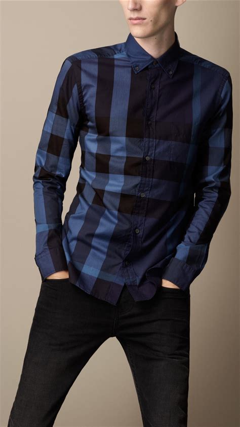 burberry men shirt blue|Burberry men's shirts 3x.